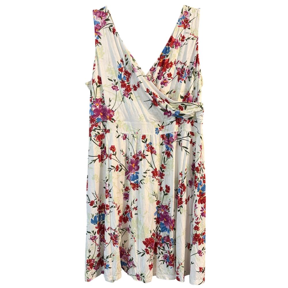 24/7 Maurices Women's Cream Floral V-Neck Tank Top Sundress Size Extra Large XL